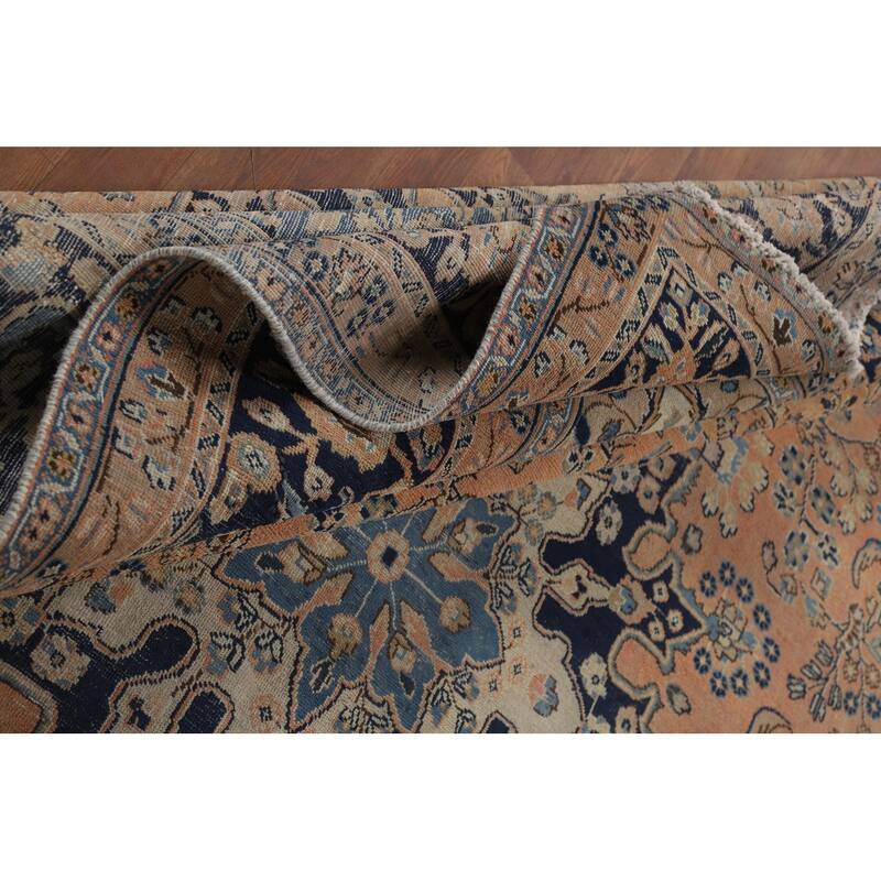 Light Orange Mashad Persian Area Rug Handmade Wool Carpet - 9'9"x 12'3"