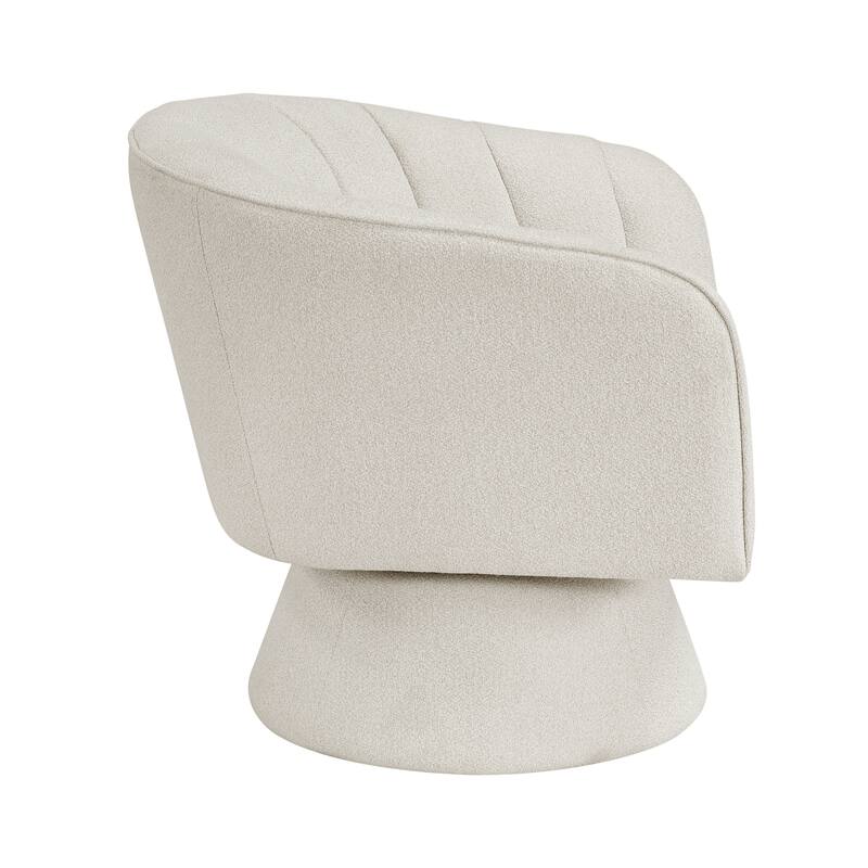 Willow 27.5" Boucle Swivel Chair - 360-Degree Metal Swivel Base