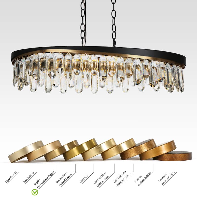 Modern Crystal 6-Light Chandelier Black Gold Kitchen Island Lights