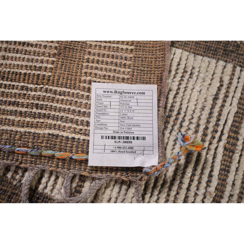 Checkered Moroccan Oriental Area Rug Hand-Knotted Wool Carpet - 8'0"x 12'3"