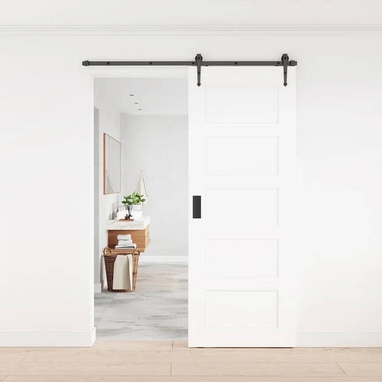 WINSOON 4-16 FT Sliding Barn Door Hardware Track Kit for Single Door Arrow Style Rollers