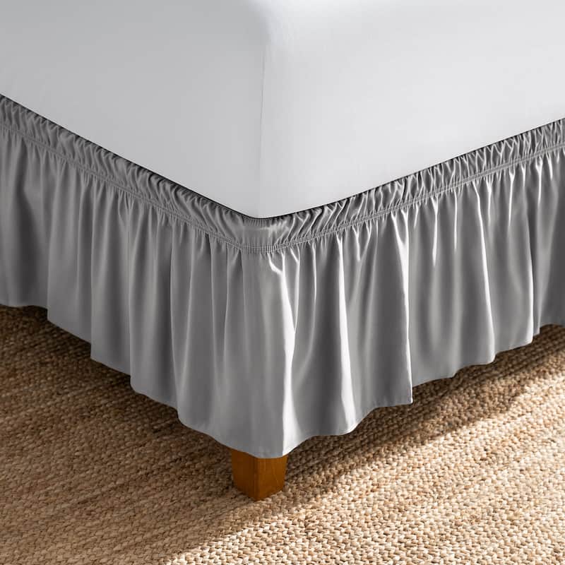 Bare Home Adjustable Wrap Around Bed Skirt - King - Light Grey