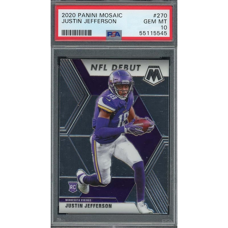 Justin Jefferson 2020 Panini Mosaic Football Rookie Card RC #270 Graded PSA 10 - 8'6" x 11'6"