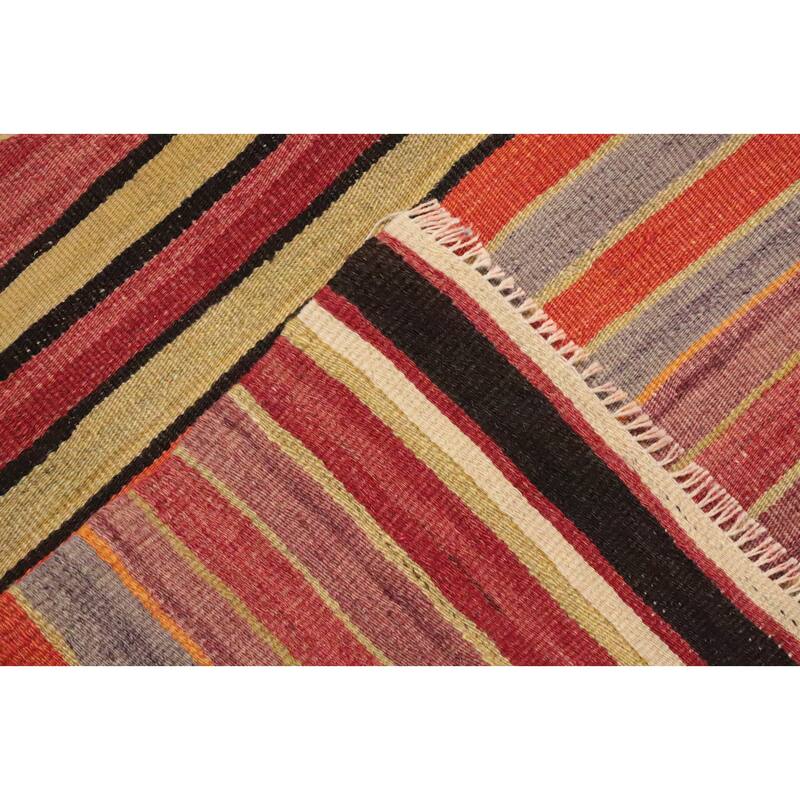 Hand Woven Oriental 100% Wool Carpet Southwestern Geometric Multi-Colored Kilim Area Rug - 6' 8'' X 4' 8''