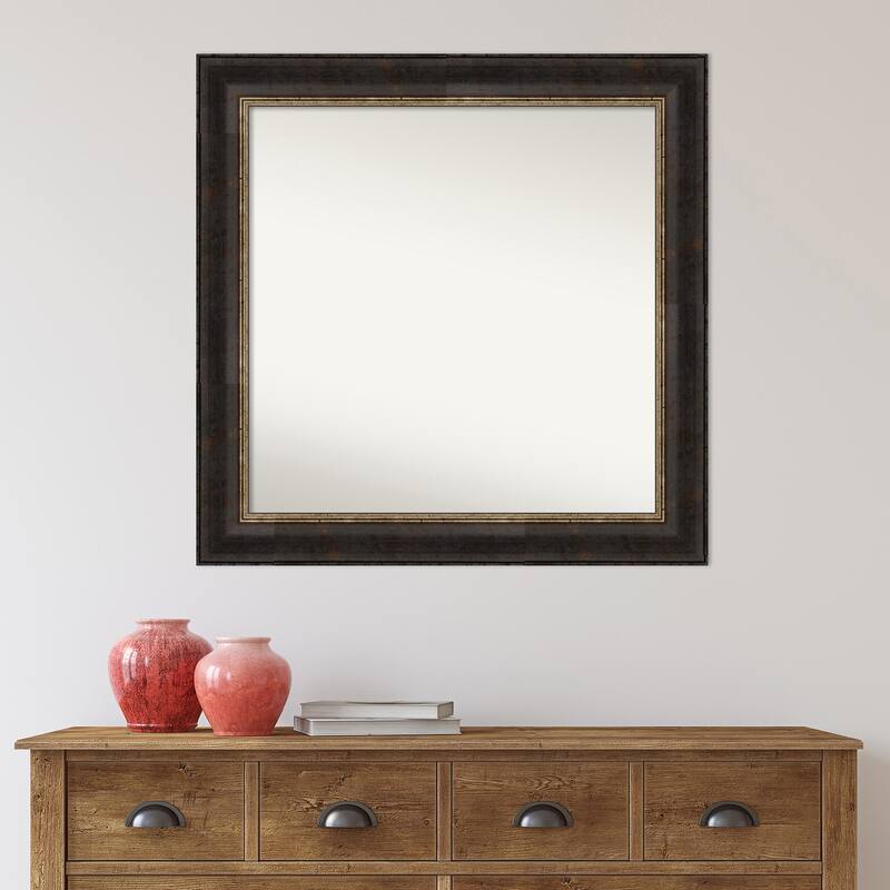 Non-Beveled Bathroom Wall Mirror - Varied Black Frame - Varied Black