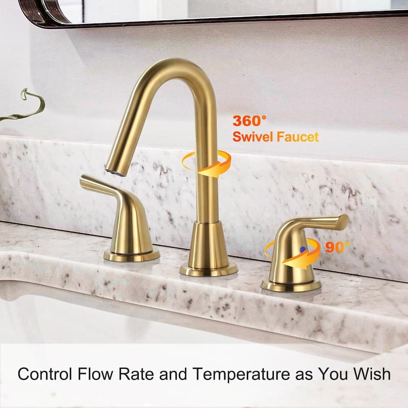 WOWOW 8 in. Widespread Double Handle Bathroom Faucet