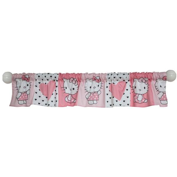 slide 2 of 2, Bedtime Originals Hello Kitty Luv Pink/White Window Valance