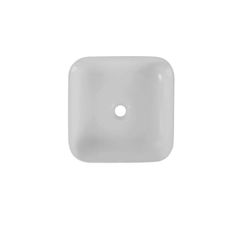 15.3" Square Countertop Ceramic Washbasin - White