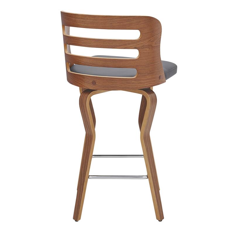 Verne 26" Swivel Faux Leather and Wood Bar Stool - Counter Height - 23-28 in.