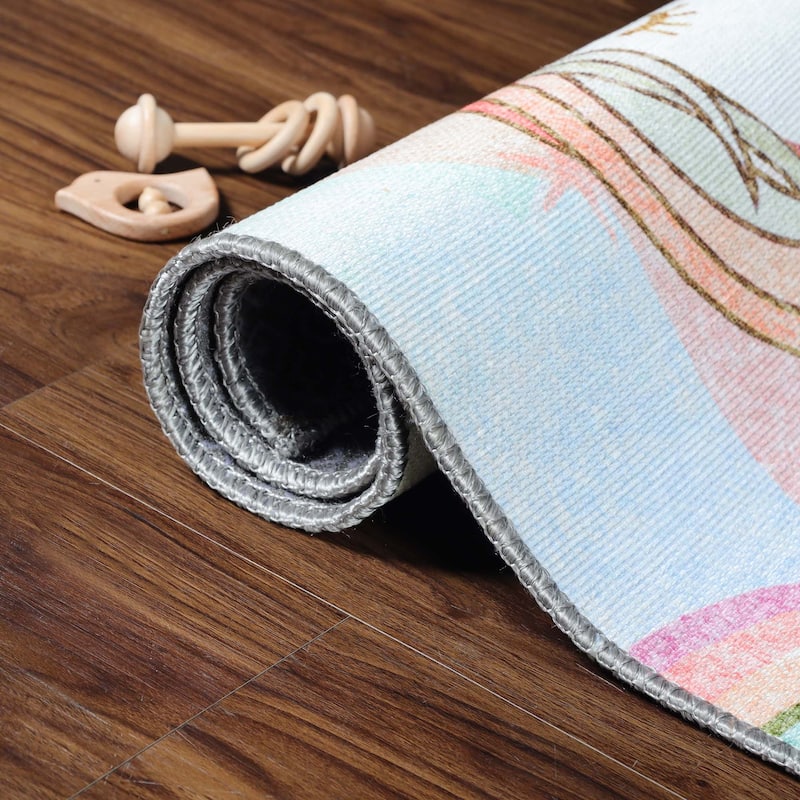 Unicorn Rainbow Colorful Playroom Indoor Area Rug by Superior