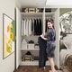 preview thumbnail 5 of 11, 3 Door Wardrobe Closet with 2 Hanging Rods and 5 Shelves, 47.2" White Armoire Wardrobe Freestanding Clothes Storage Cabinet