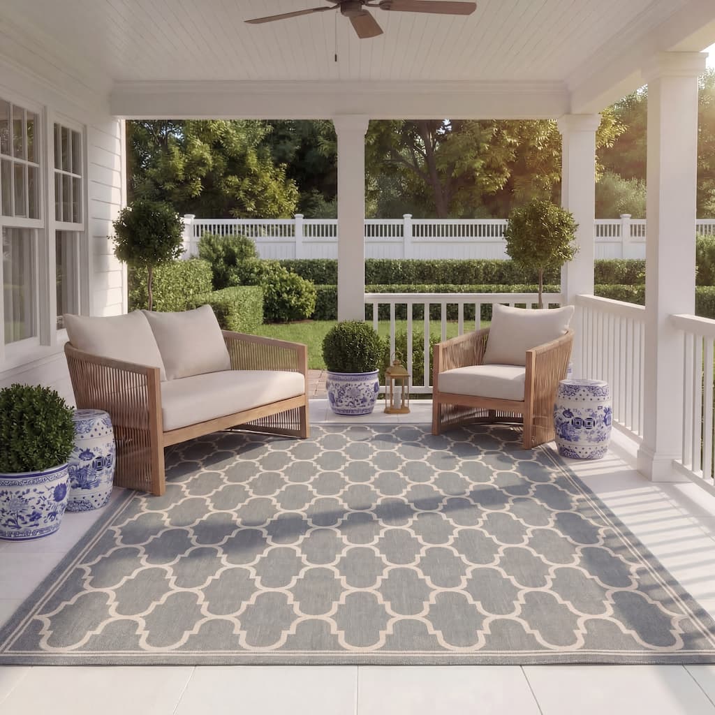 SAFAVIEH Courtyard Sufia Waterproof Trellis Backyard Patio Rug