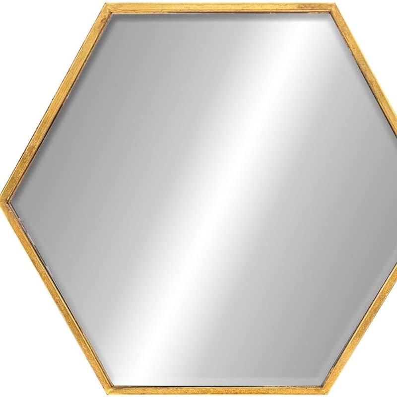 HomeRoots 25" Gold Metal Hexagon Accent Mirror - 28.00 in. x 25.00 in. x 3.00 in.