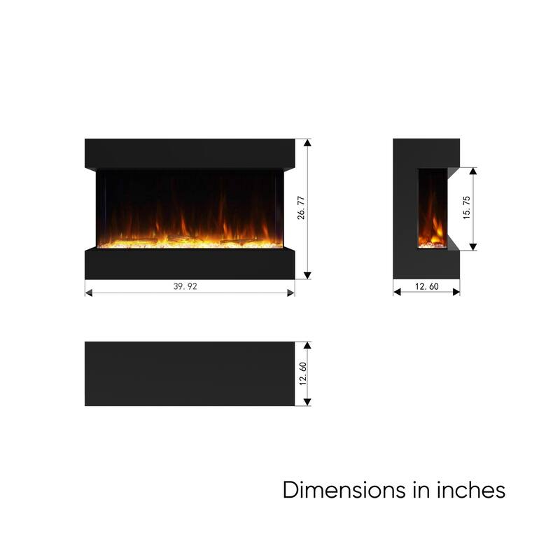Electric Fireplace Heater with Multi Color Flam