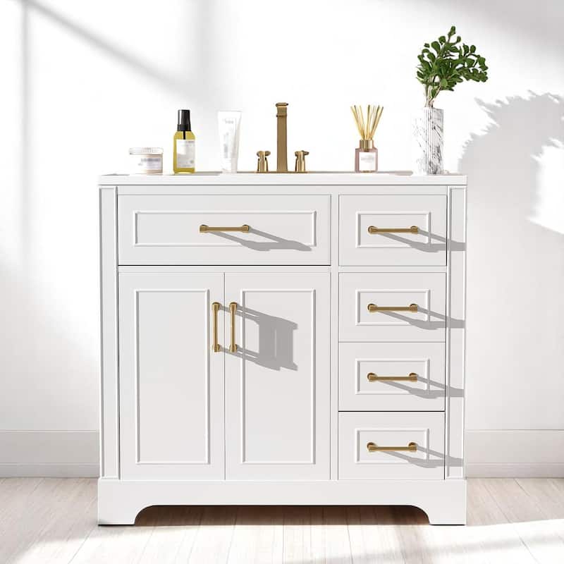Modern 36 Inch Freestanding Bathroom Vanity with Undermount Sink, Elegant Design, Ample Storage - White