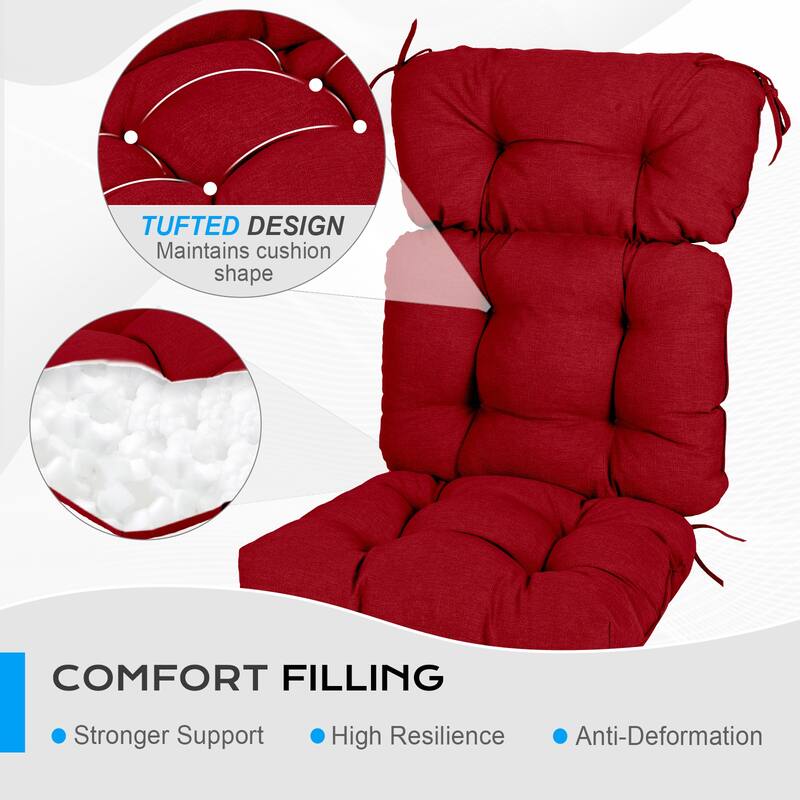 Aoodor Outdoor 45"x 22" x5" Tufted High Back Cushions Patio Replacement Chair Cushion with Ties, Set of 2 - 45" x 22" x 5"