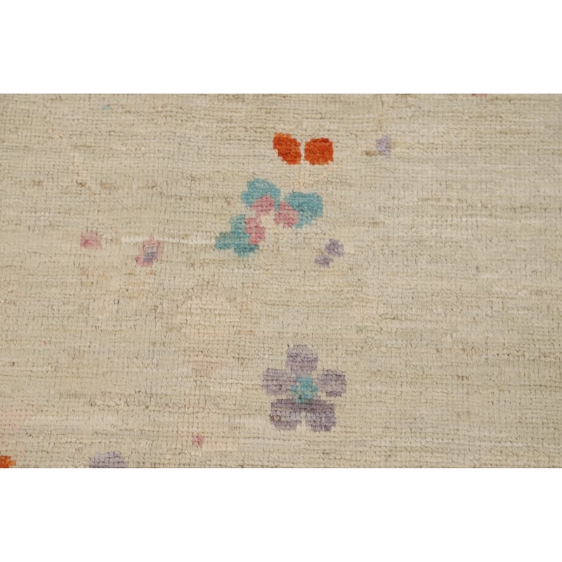 Vegetable Dye Floral Art Deco Turkish Area Rug Handmade Wool Carpet - 6'10"x 9'11"