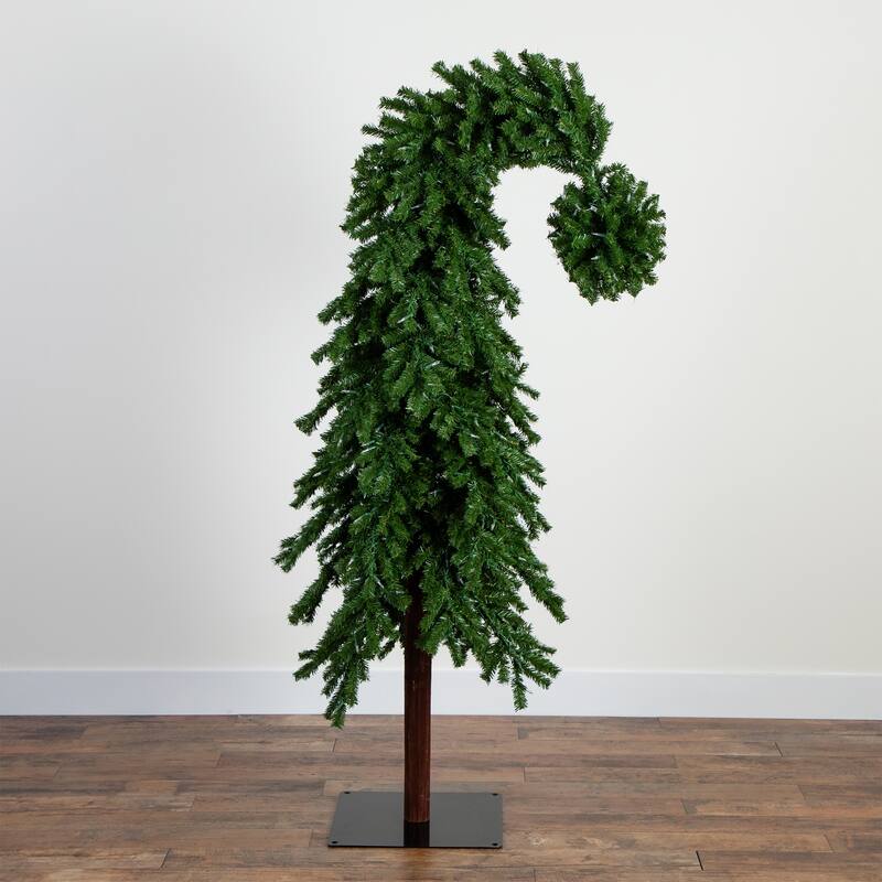 Pre-Lit Santa's Hat Artificial Pine Christmas Tree - 7’ - Warm White LED Lights - 7 Foot
