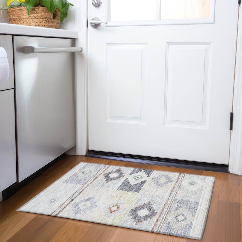 Premium Washable Super Soft Boho Tribal Mayfield Rug - Gray - 1' 8" x 2' 6" - Rectangle