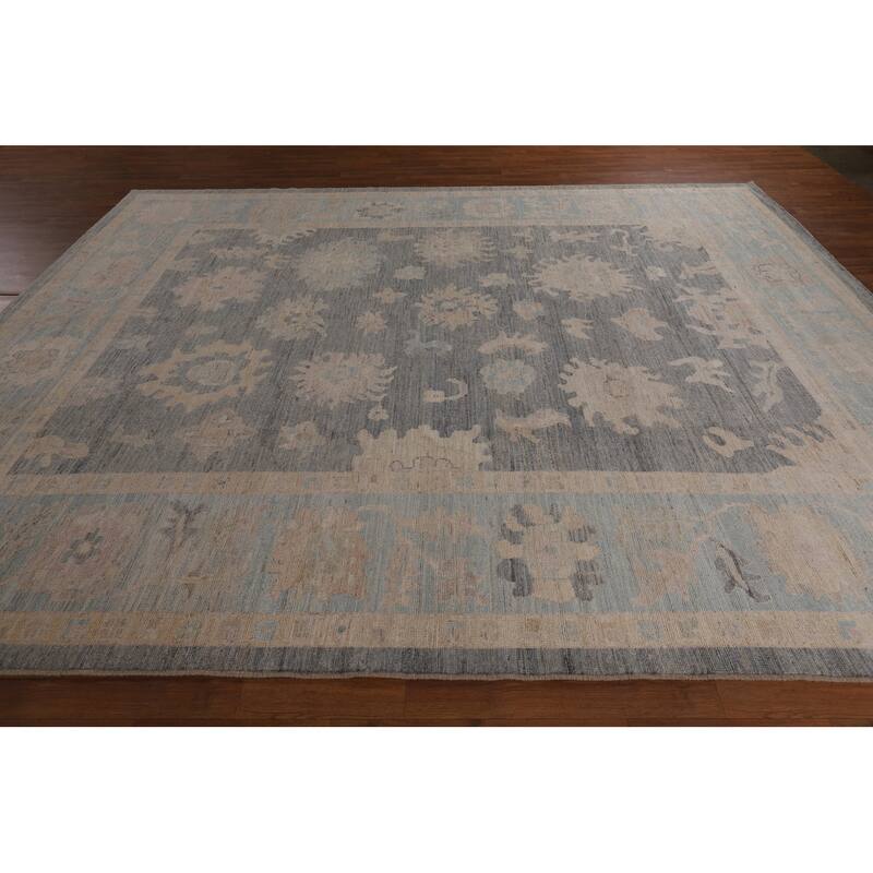 Vegetable Dye Floral Oriental Oushak Turkish Rug Handmade Wool Carpet - 9'5"x 11'9"