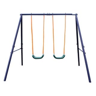 Heavy-Duty Outdoor Playground Equipment Kids Swing Sets w/2 Swings