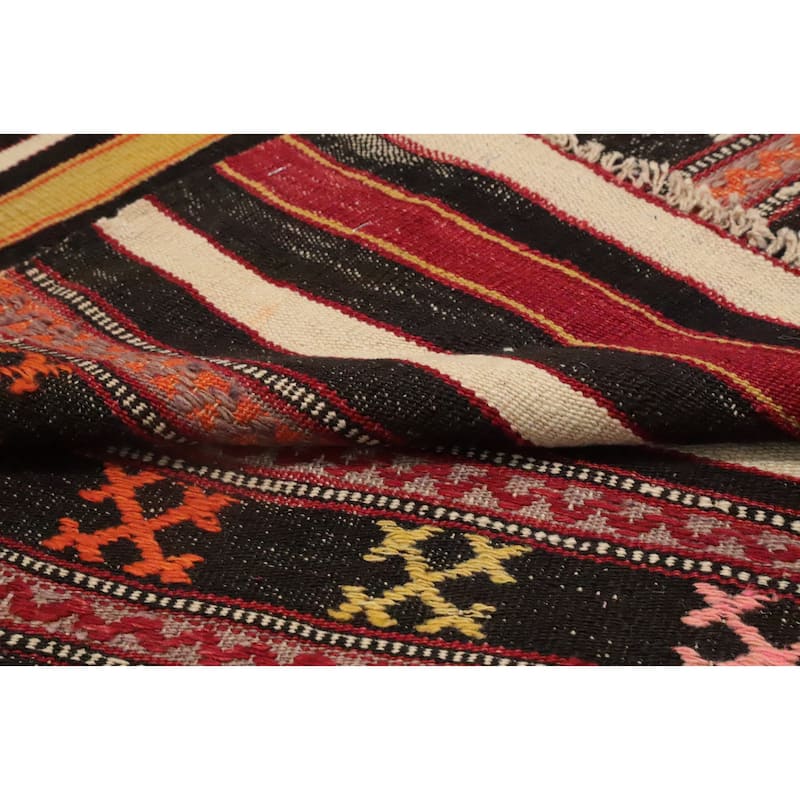 Hand Woven Oriental 100% Wool Carpet Southwestern Tribal Multi-Colored Kilim Area Rug - 8' 2'' X 5' 4''