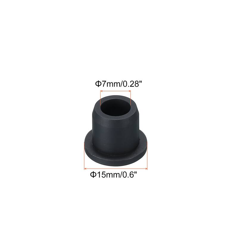 T Shape Rubber Grommet 0.55 Inch OD 0.24 Inch ID Seal for Cable Pack of 6 - Black - 15 x 7mm