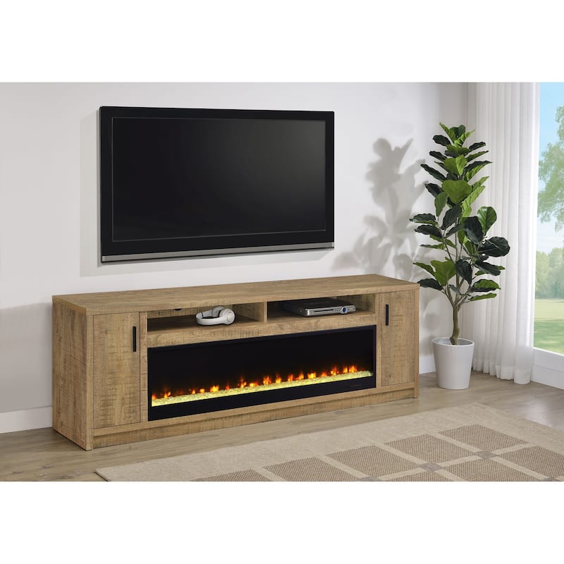 Eddy 79-Inch 2-Door TV Stand Fireplace Media Console Mango