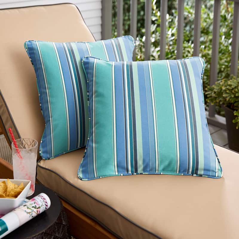 Clara 18-inch Indoor/ Outdoor Sunbrella Throw Pillows (Set of 2) - Dolce Oasis Stripe