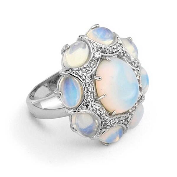 Shop White Rainbow Opalite Fashion Cz Cabochon Cluster Oval