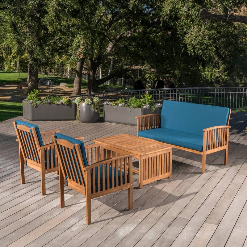 4PCS Outdoor Acacia Wood Sofa Set