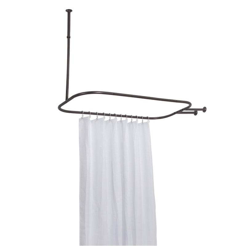 Utopia Alley Rustproof Wall Mounted Aluminum Hoop Shower Rod With Ceiling Support for Clawfoot Tub, 46 * 22 in