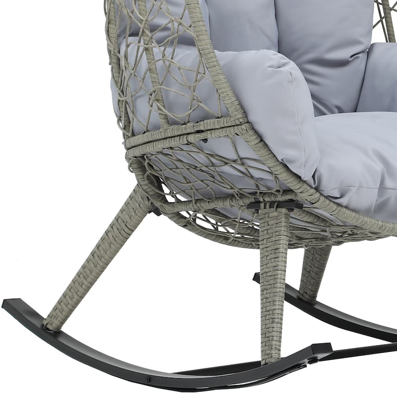 Moasis 38"W Wicker Rocking Egg Chair with Cushion