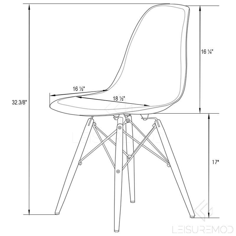 LeisureMod Dover Molded Side Chair with Acrylic Base, Set of 4 - Red - 36 x 32.4 x 16.25