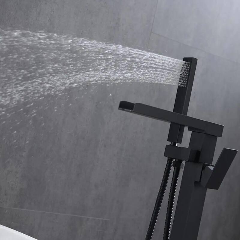 Single Handle Freestanding Bathtub Wall Mounted Faucet with Hand Shower Bathtub Faucet , Matte Black
