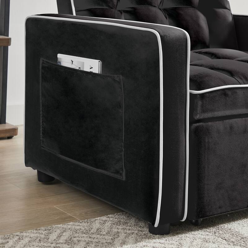 Multifunctional Velvet Sleeper Sofa Chair - Convertible Couch, Chaise & Ottoman