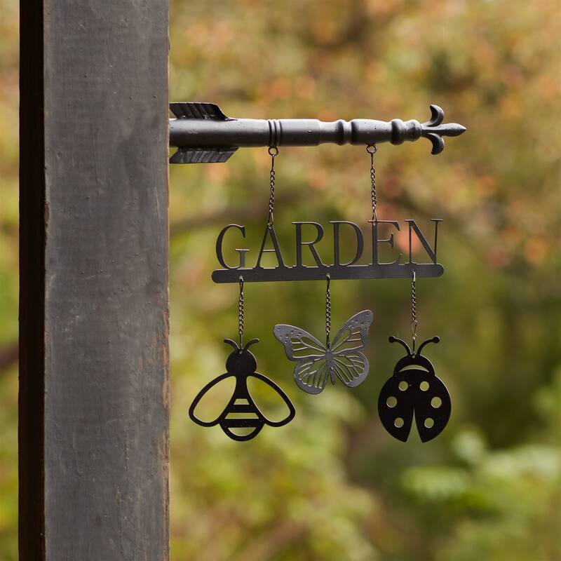 Butterfly Insects Garden Sign - 15.5" - Black