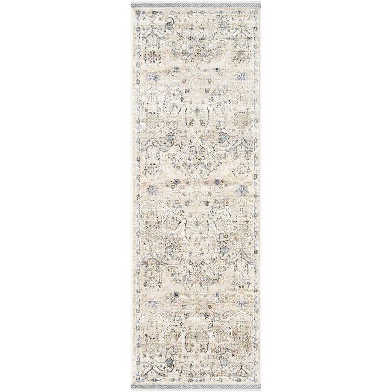 Livabliss Traditional Rivaldo Oriental Area Rug - 2'7" x 10' - Cream/Light Brown