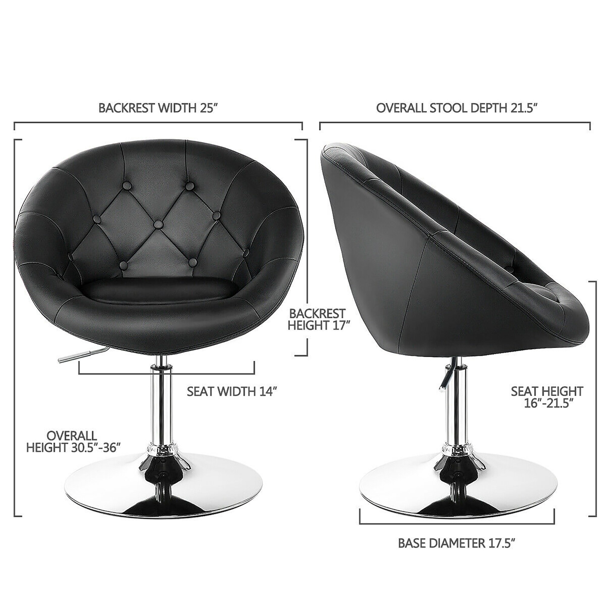 Costway 1PC Accent Chair Adjustable Modern Swivel Round Tufted
