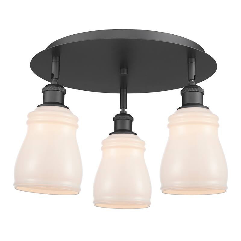 Innovations Lighting Ellery - 3 Light 17" Flush Mount - Matte Black/White