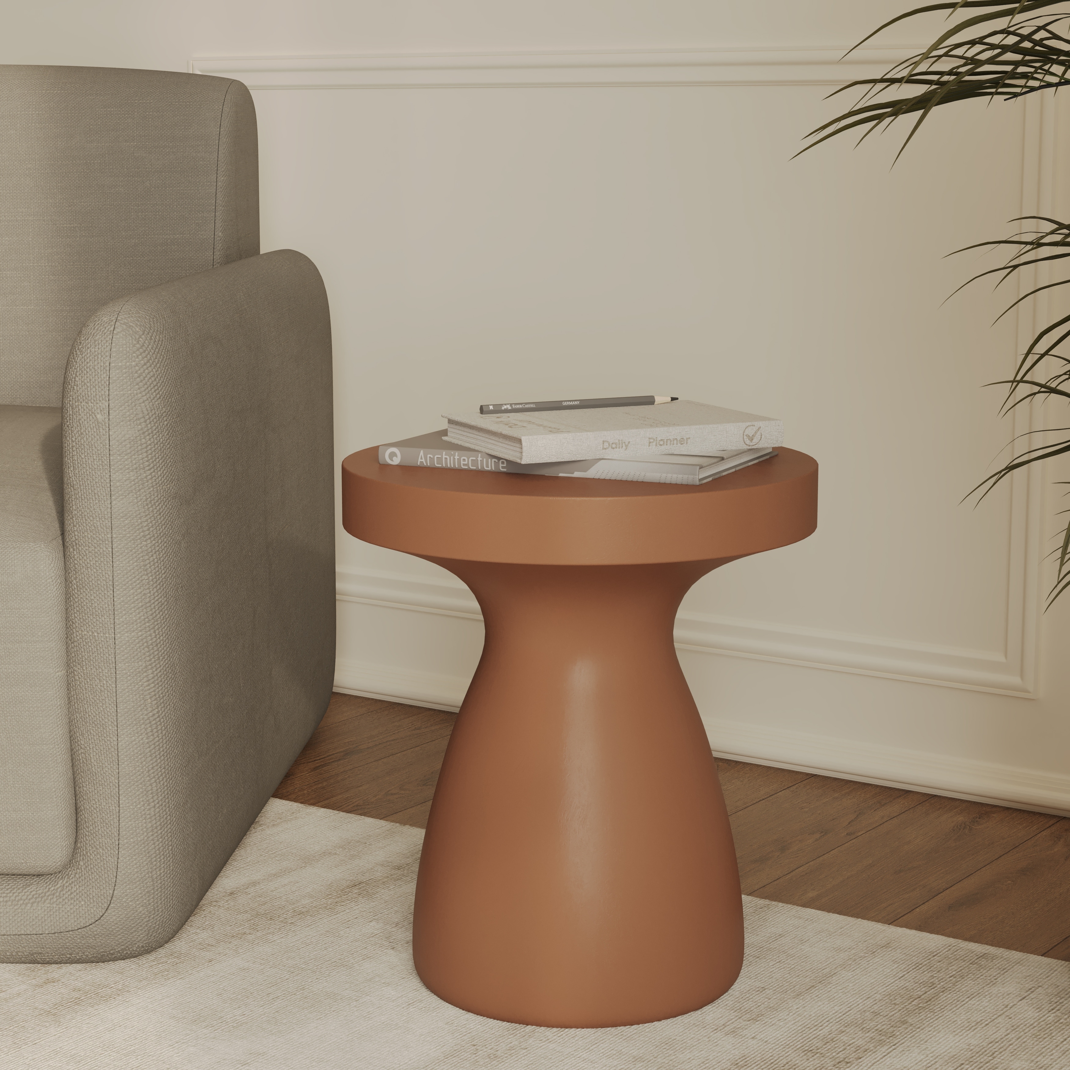 Wisp 18" Modern Mushroom Side Table, Round Pedestal End Table, Accent Table for Living Room, Bedroom, Entryway