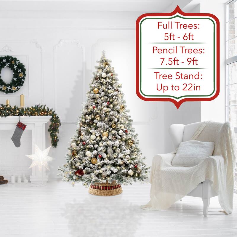 Christmas Tree Collar Woven Farmhouse Tree Base Cover Cord Cut Out