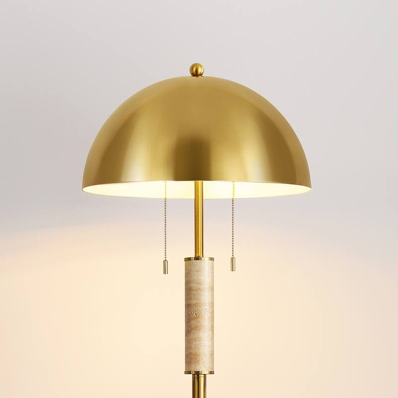 Dome Metal with Marble Base LED Table Lamp Classic Glam Bedside Lamp