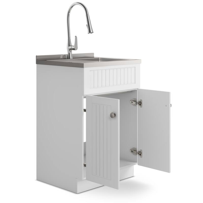 WYNDENHALL Warwick Transitional Laundry Cabinet with Faucet and Stainless Steel Sink