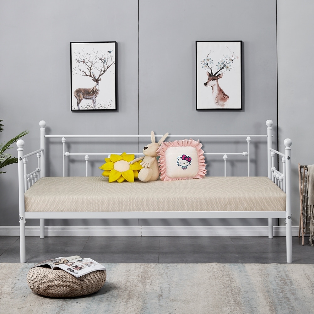 NEW Modern Brushed Pewter Scrolling Metal Daybed Day Bed Frame Home Furniture