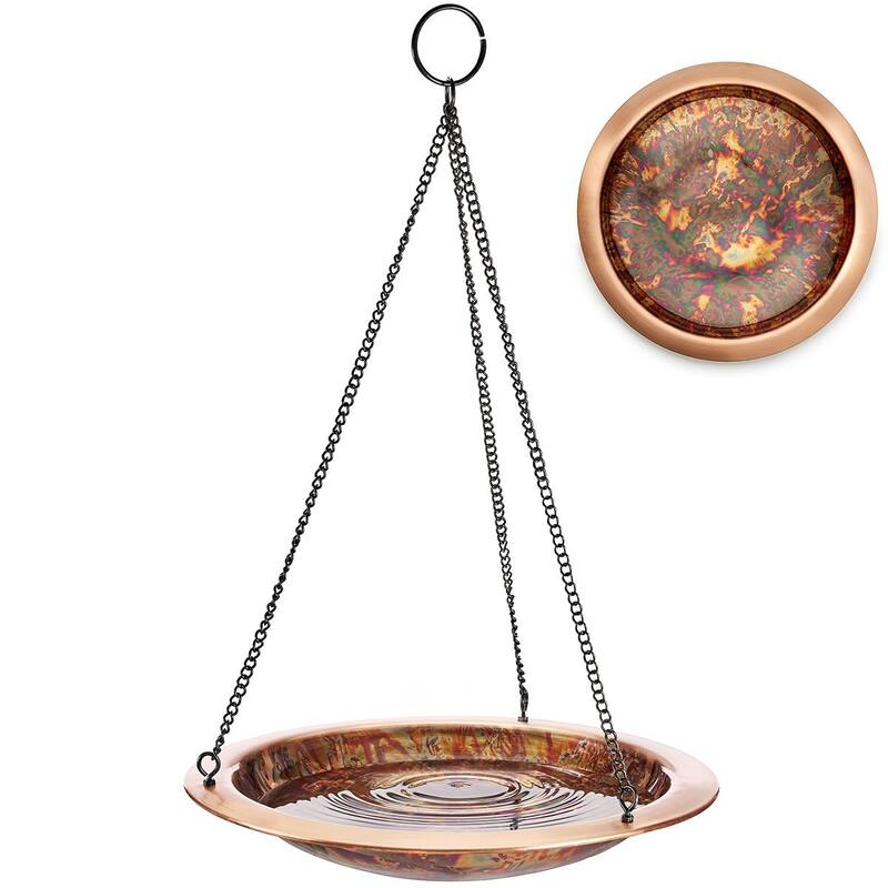 13" Hanging Fired Copper Bird Bath