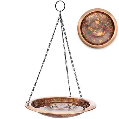 13" Hanging Fired Copper Bird Bath