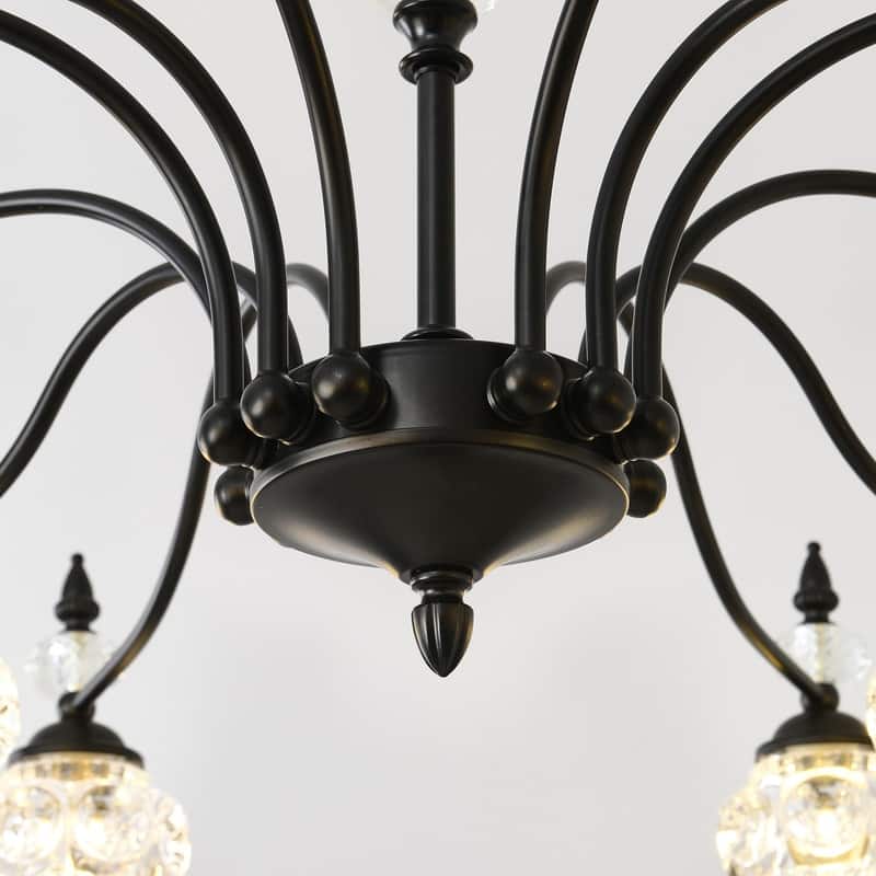Vintage Crystal Chandelier Adjustable Dimmable Fixture for Dining Room