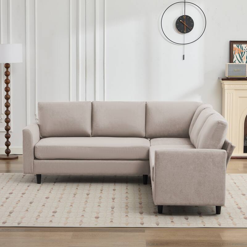 Snow Velvet Sectional Sofa