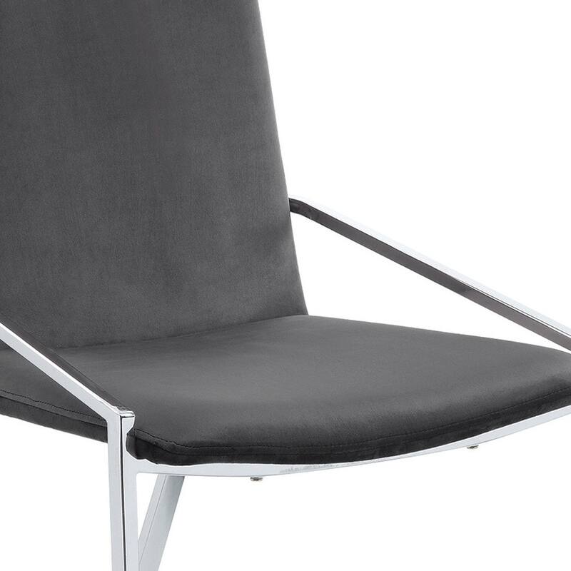 HomeRoots Set of Two Gray and Silver Upholstered Velvet And Metal Dining Side Chairs - 20.00 in. x 35.00 in. x 23.00 in.